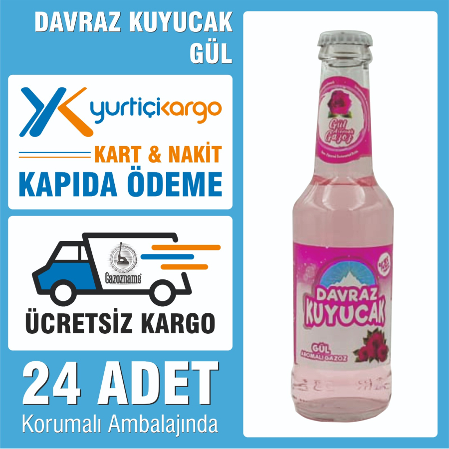 Kuyucak Davraz Gül Aromalı Gazoz 250 ml (24 adet)