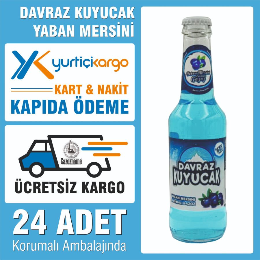 Kuyucak Davraz Yaban Mersin Aromalı Gazoz 250 ml (24 adet)